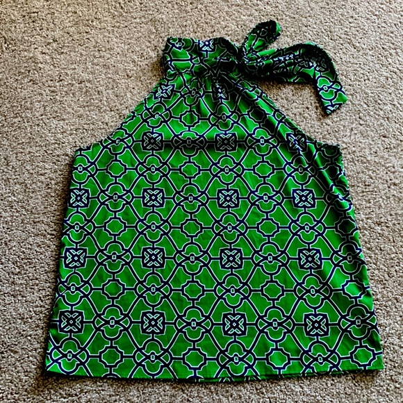 NWOT- Vibrant Tie Neck Blouse - Picture 1 of 7